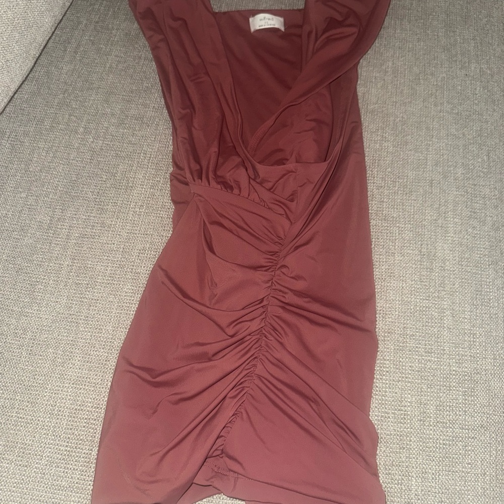Elegant Ruched Burgundy Dress
